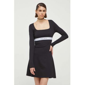 Tommy Jeans rochie culoarea negru, mini, evazati