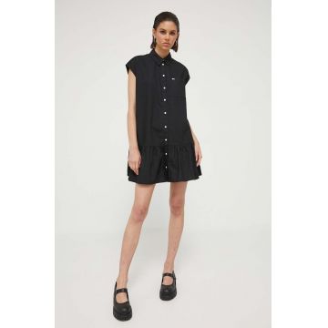 Tommy Jeans rochie din bumbac culoarea negru, mini, oversize