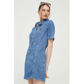 Tommy Jeans rochie jeans mini, evazati