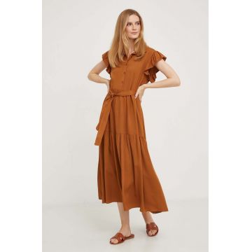 Answear Lab rochie culoarea maro, maxi, evazati