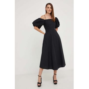 Answear Lab rochie culoarea negru, midi, evazati