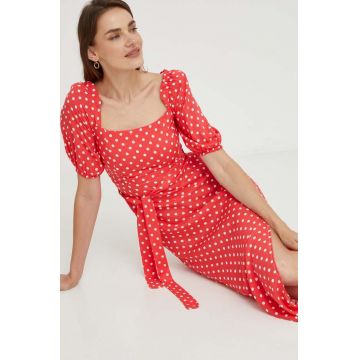 Answear Lab rochie culoarea rosu, midi, evazati