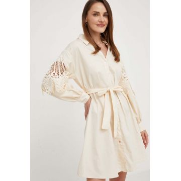 Answear Lab rochie din bumbac culoarea bej, mini, evazati