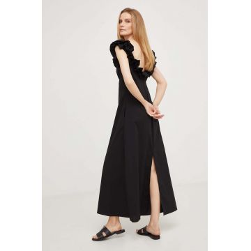 Answear Lab rochie din bumbac culoarea negru, maxi, evazati