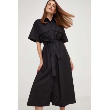 Answear Lab rochie din bumbac culoarea negru, midi, drept