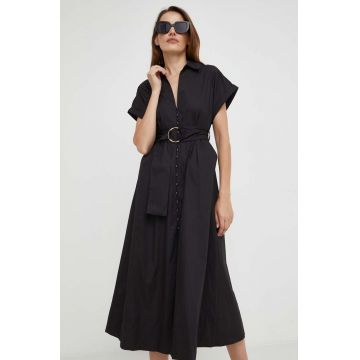 Answear Lab rochie din bumbac culoarea negru, midi, evazati