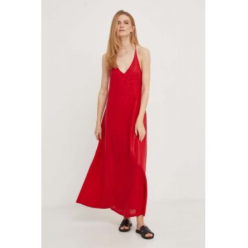 Answear Lab rochie din in culoarea rosu, maxi, drept