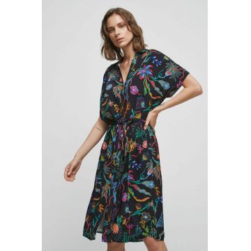 Medicine rochie culoarea negru, midi, drept