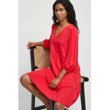 Medicine rochie culoarea rosu, mini, evazati