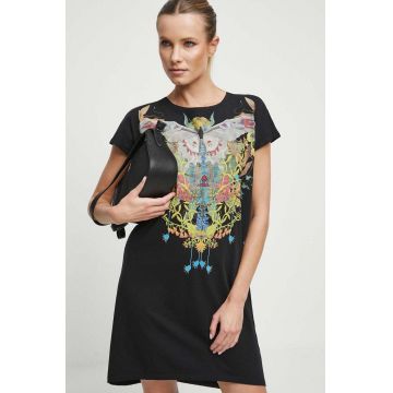 Medicine rochie din bumbac culoarea negru, mini, oversize