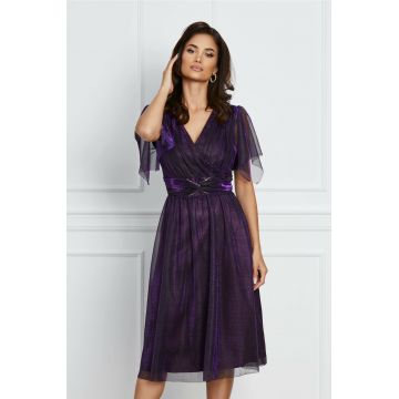 Rochie Alexandra mov metalizat din lurex