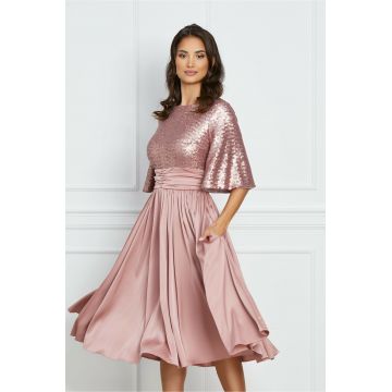 Rochie Dy Fashion roz cu paiete la bust