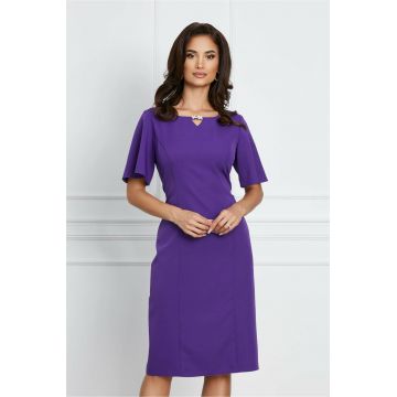 Rochie Ella Collection Gilda mov cu aplicatie la decolteu