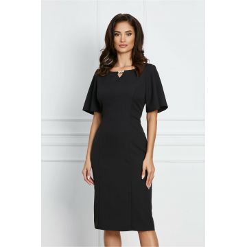 Rochie Ella Collection Gilda neagra cu aplicatie la decolteu