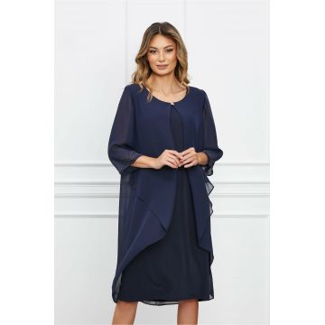 Rochie Madalina bleumarin cu capa din voal