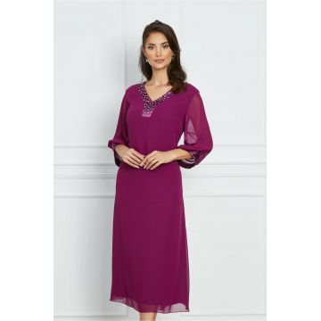 Rochie Malvina mov cu strasuri pe bust