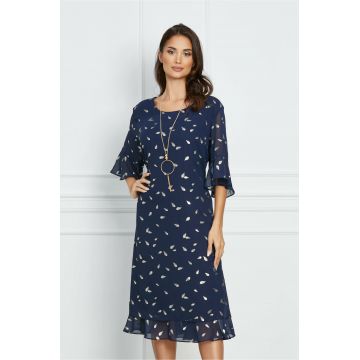 Rochie Mara bleumarin cu imprimeu argintii