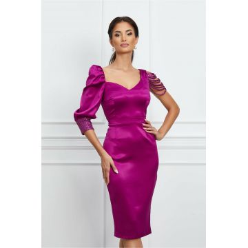 Rochie MBG fucsia cu decupaje pe o maneca