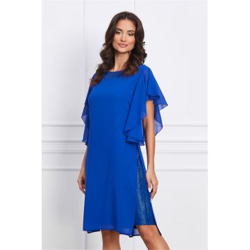 Rochie Melina albastra din voal cu dublura din lurex