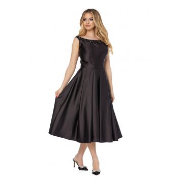 Rochie midi de satin cu decolteu adanc pe spate