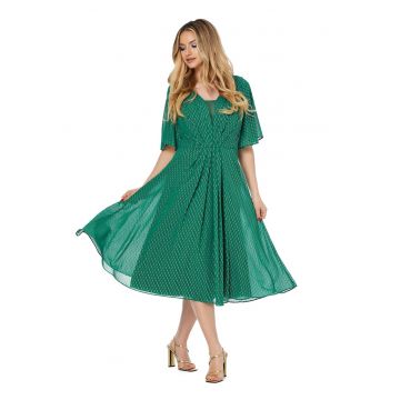 Rochie midi evazata cu maneci clopot