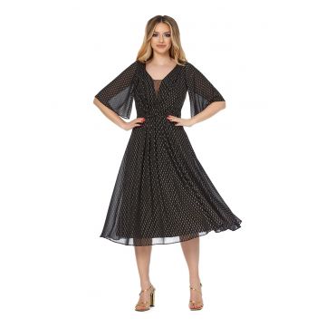 Rochie midi evazata cu maneci clopot