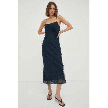 Samsoe Samsoe rochie culoarea albastru marin, maxi, drept