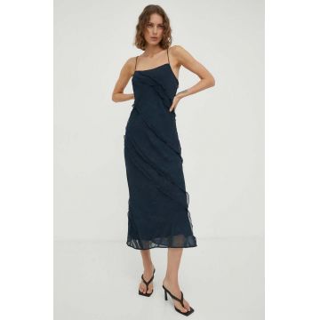 Samsoe Samsoe rochie culoarea bleumarin, maxi, drept