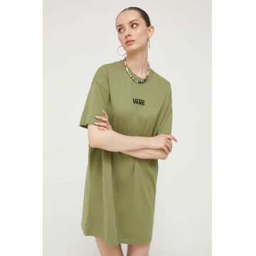 Vans rochie din bumbac culoarea verde, mini, oversize