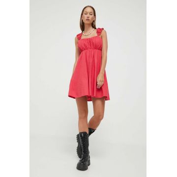 Abercrombie & Fitch rochie din in culoarea roz, mini, evazati