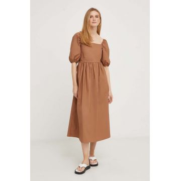 Answear Lab rochie culoarea maro, midi, evazati