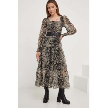 Answear Lab rochie culoarea negru, midi, evazati