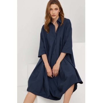 Answear Lab rochie din bumbac culoarea albastru marin, mini, oversize