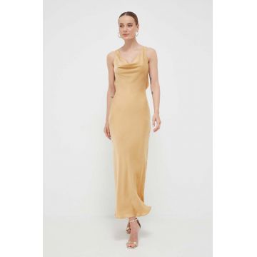 Bardot rochie culoarea bej, maxi, mulata