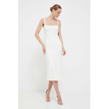 Bardot rochie culoarea bej, mini, evazati
