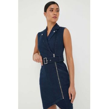 Morgan rochie jeans culoarea albastru marin, mini, mulata