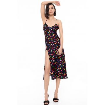 Rochie cu buline si slituri laterale