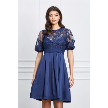 Rochie Dy Fashion bleumarin cu bust din dantela