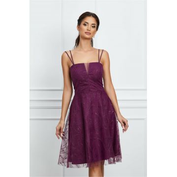 Rochie Larisa mov scurta cu glitter