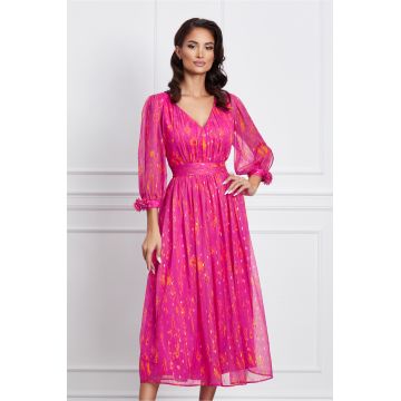 Rochie Leonard Collection fucsia cu imprimeu orange Rochie Leonard Collection fucsia cu imprimeu orange
