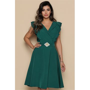 Rochie MBG verde cu accesoriu in talie