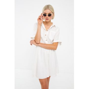 Rochie mini evazata cu buzunare aplicate