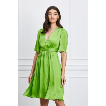 Rochie Moze verde crud din voal creponat