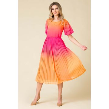 Rochie plisata Orange Waves