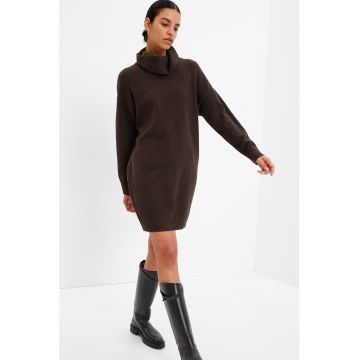 Rochie tricotata fin cu maneci cazute