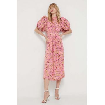 Rotate rochie culoarea roz, maxi, evazati